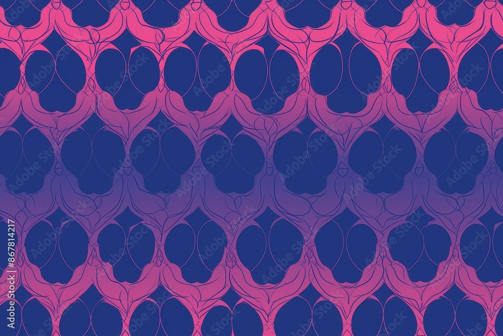 Fototapeta premium Abstract geometric pattern with pink and blue gradient colors. Seamless repeating pattern for wallpaper, textile, or digital design.