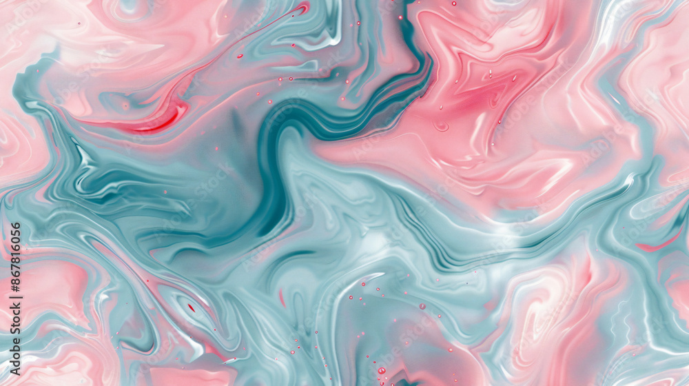 Pink, teal, and white abstract fluid art painting with wavy stripes and swirling shapes for a dreamy feel Pink, teal, and white abstract fluid art painting with wavy stripes and swirling shapes for a dreamy feel