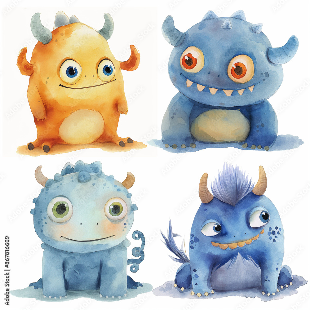 set of funny cartoon monsters set of funny cartoon monsters