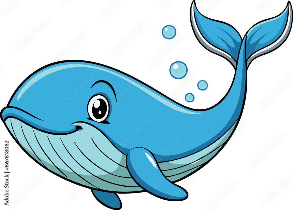 Fototapeta premium A cartoon whale with a big smile on its face