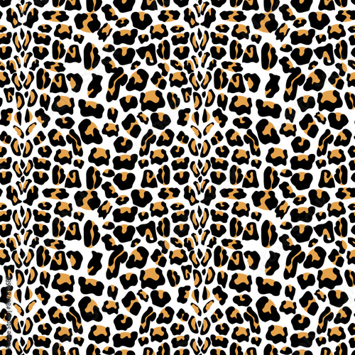 Vector seamless pattern with leopard fur texture. Repeating leopard fur background for textile design, wrapping paper, wallpaper or scrapbooking.