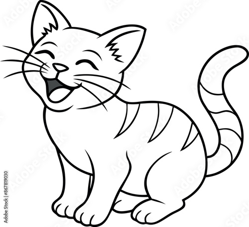 A cat is smiling and making a funny face