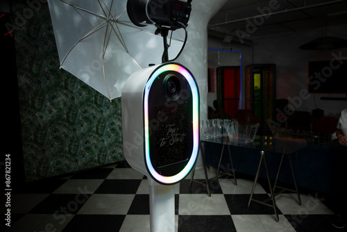 A view of a photo booth, seen at a local party.