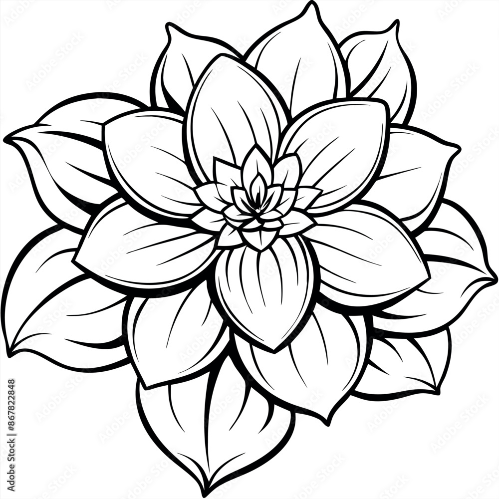A black and white drawing of a flower with a white stem