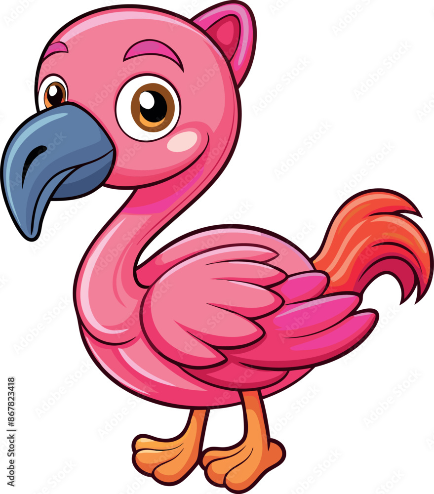 Obraz premium A cartoon bird with pink feathers and a pink beak