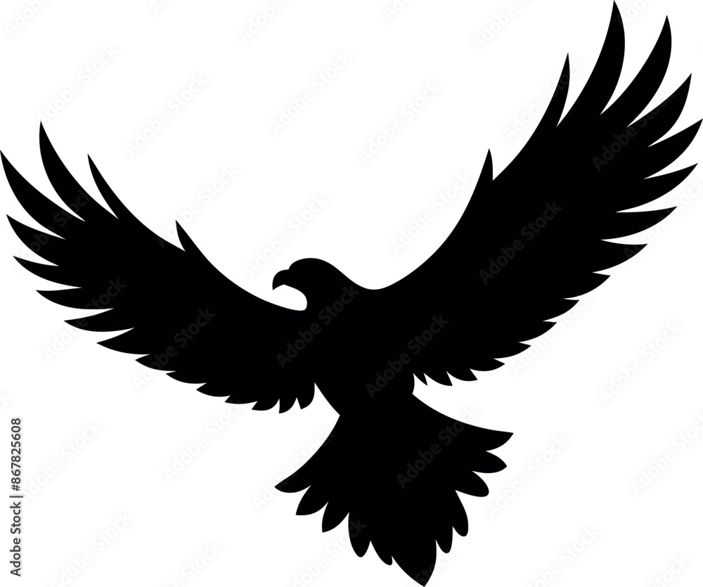 A black and white drawing of an eagle with its wings spread out A black and white drawing of an eagle with its wings spread out
