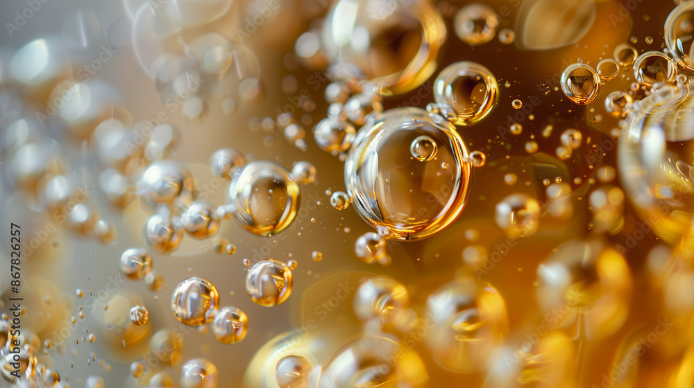 Close-up of air bubbles in a liquid. Macro shot of bubbles floating in the water Close-up of air bubbles in a liquid. Macro shot of bubbles floating in the water
