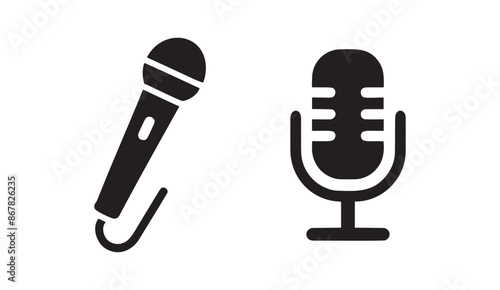 microphones set icon vector