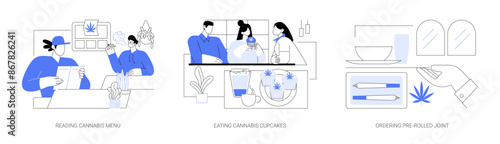 Visiting cannabis cafe isolated cartoon vector illustrations se