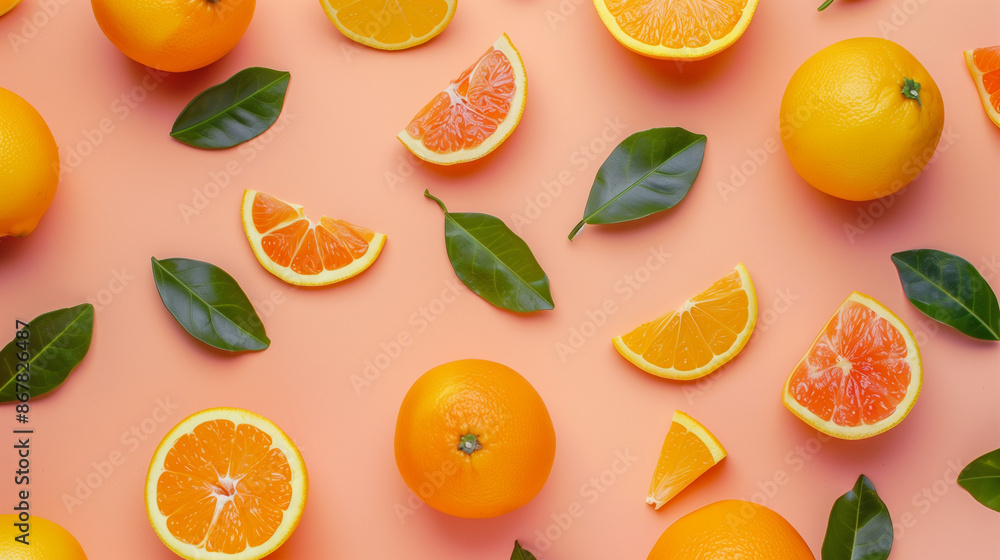Citrus Fruit Seamless Flat Lay Background Citrus Fruit Seamless Flat Lay Background