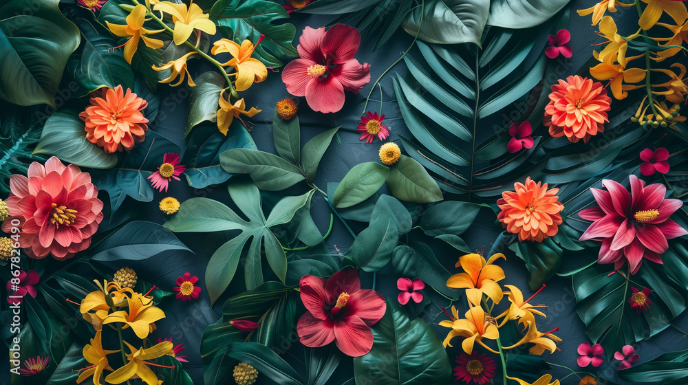 Fototapeta premium Tropical Floral Seamless Background