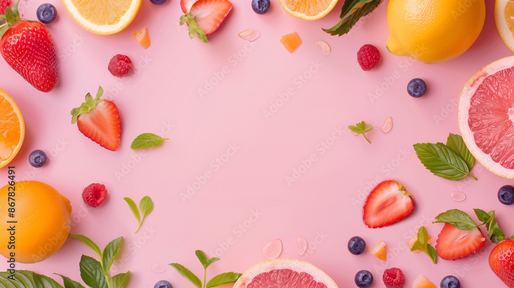 Fruit and Berries Seamless Flat Lay Background Fruit and Berries Seamless Flat Lay Background