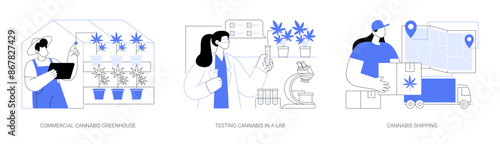 Commercial cannabis cultivation isolated cartoon vector illustrations se