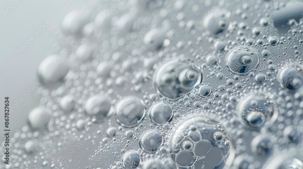 Fototapeta premium Close-up of air bubbles in a liquid. Macro shot of bubbles floating in the water