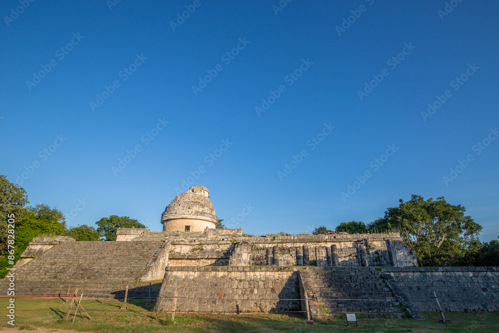 Chichen Itza archaeological site, Mayan observatory with a spiral staircase inside, Yucatan, Mexico Chichen Itza archaeological site, Mayan observatory with a spiral staircase inside, Yucatan, Mexico
