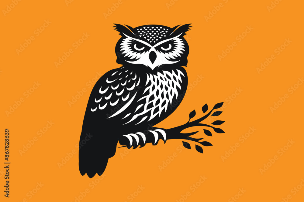 owl on branch art vector silhouette owl on branch art vector silhouette