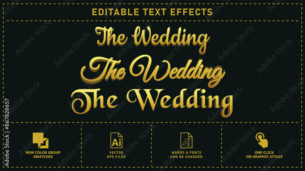 The Wedding editable text effects. Vector eps files.