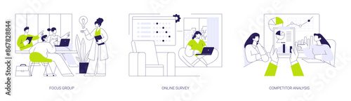 Market research abstract concept vector illustrations.