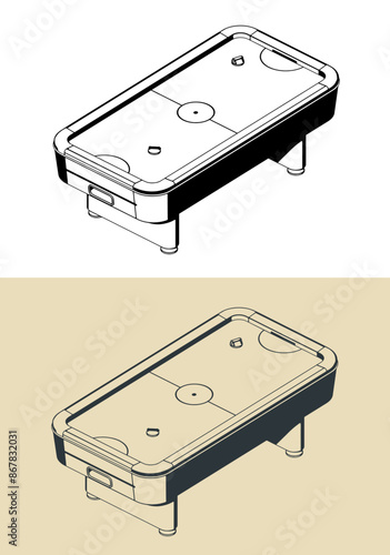 Table air hockey game illustrations