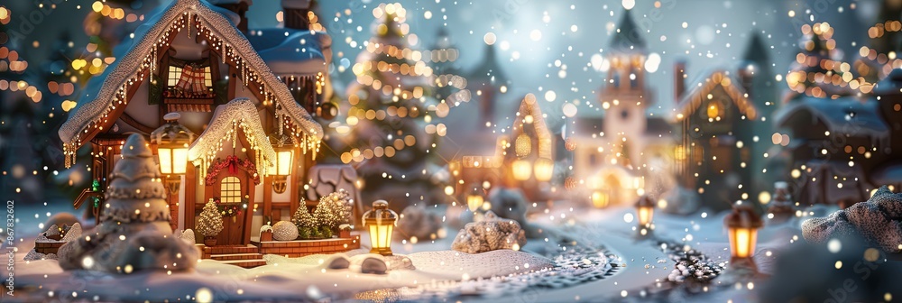Obraz premium Christmas winter village made of gingerbread houses
