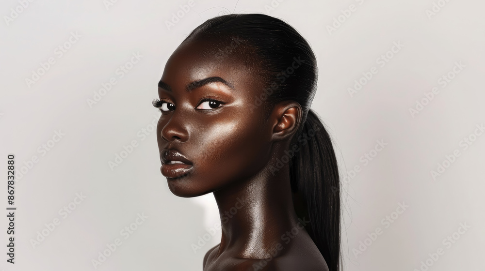 face of beautiful young African American woman on white background, beauty shot, glowing healthy skin, plump lips, expressive eyes, smile, model, self-care, studio, portrait, person face of beautiful young African American woman on white background, beauty shot, glowing healthy skin, plump lips, expressive eyes, smile, model, self-care, studio, portrait, person