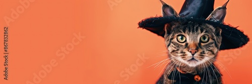 cat wearing a witch hat