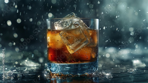 A rocks glass filled with a dark and stormy