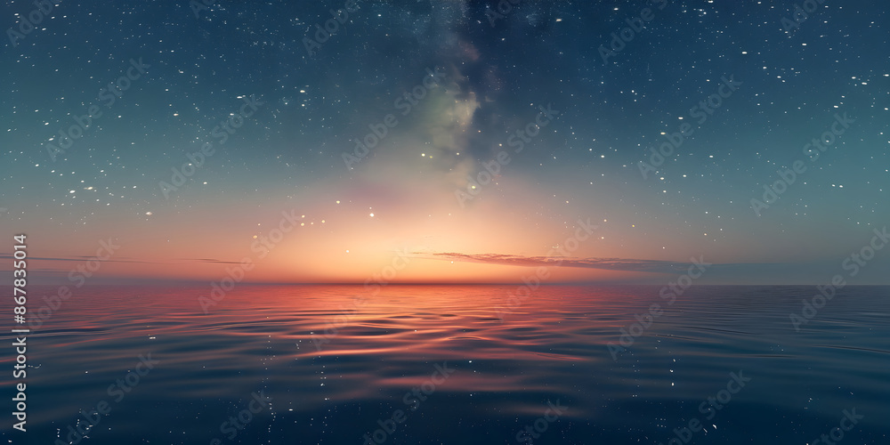Seascape at night with stars Seascape at night with stars