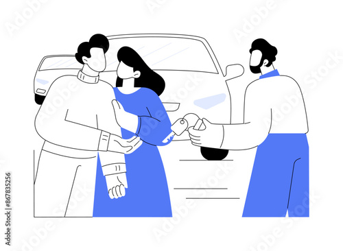 Purchasing a car isolated cartoon vector illustrations.