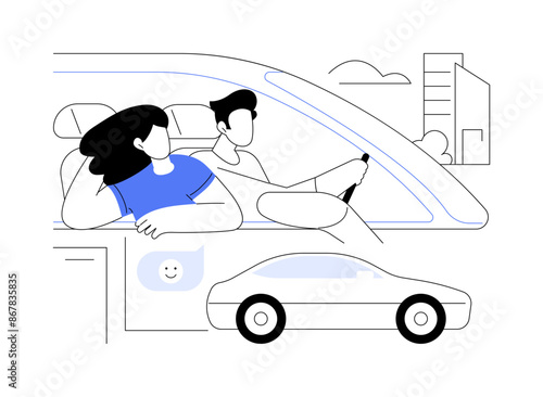 Happy driving isolated cartoon vector illustrations.