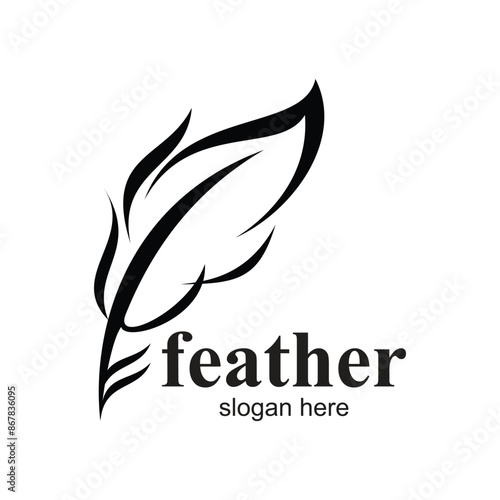 Feather logo design simple concept Premium Vector