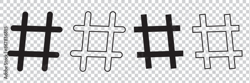 hashtag icon symbol, popular trend for social media tags - the hash icon symbol. trending explore icons, marketing promotion Advertising signs