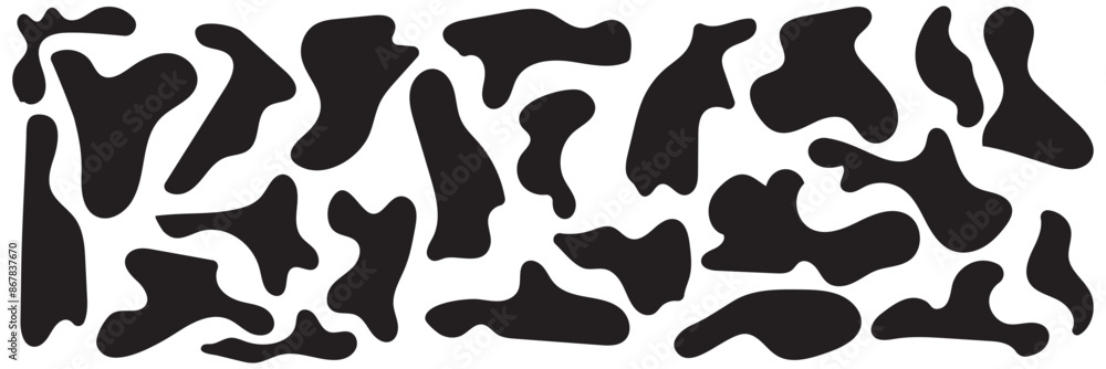 Blob shape organic, vector illustration set. Collection from abstract forms for design and paint. Liquid silhouette drop in modern style. Basic stains isolated elements on white background Blob shape organic, vector illustration set. Collection from abstract forms for design and paint. Liquid silhouette drop in modern style. Basic stains isolated elements on white background