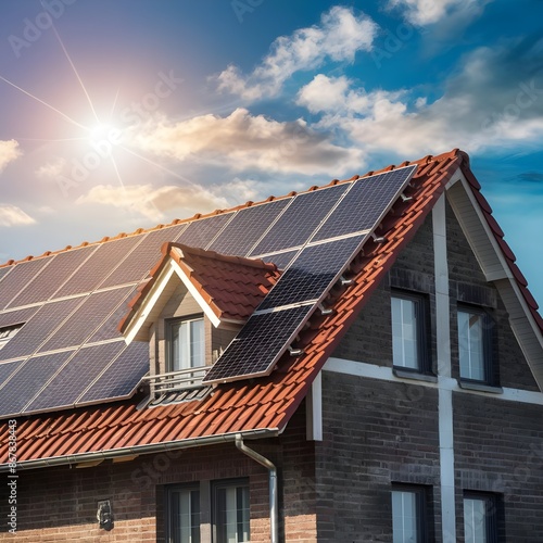 Wallpaper Mural A close up of homes with solar panels on the roof under a bright sunlight. Torontodigital.ca