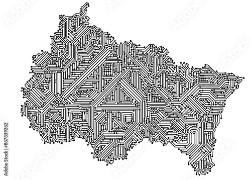 IT-Umriss der französischen Region Grand Est auf transparentem Hintergrund
