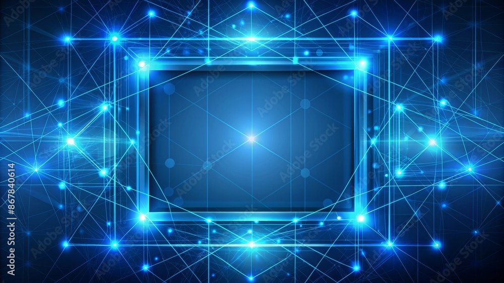 Obraz premium Abstract Blue Network Background with Glowing Frame