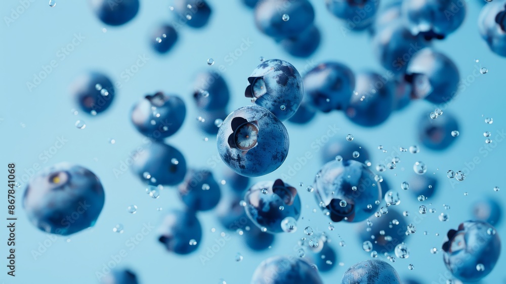 Blueberries Floating in Water with Droplets - blueberry, blueberries, water, droplets, floating, fruit, food, fresh, blue, background Blueberries Floating in Water with Droplets - blueberry, blueberries, water, droplets, floating, fruit, food, fresh, blue, background