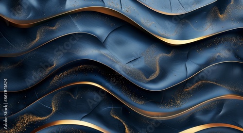 Abstract Blue And Gold Wavy Pattern