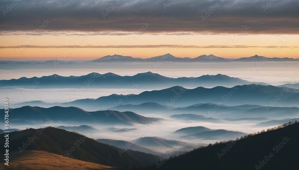 mountain layers and sunrise view in cold and foggy weather.
mountain layers and sunrise view in cold and foggy weather.