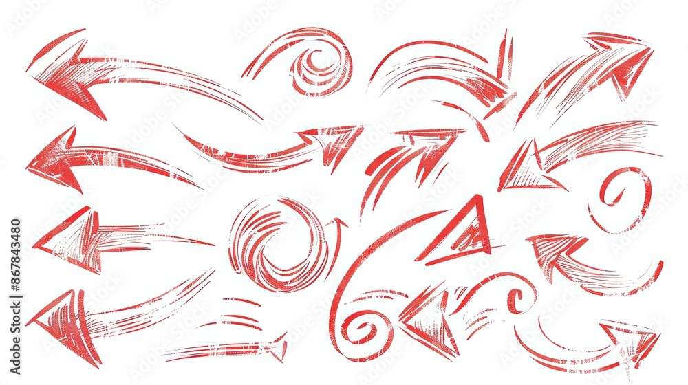 A collection of hand drawn red arrow and circle designs, perfect for graphic design, website, and social media projects. Generative AI A collection of hand drawn red arrow and circle designs, perfect for graphic design, website, and social media projects. Generative AI