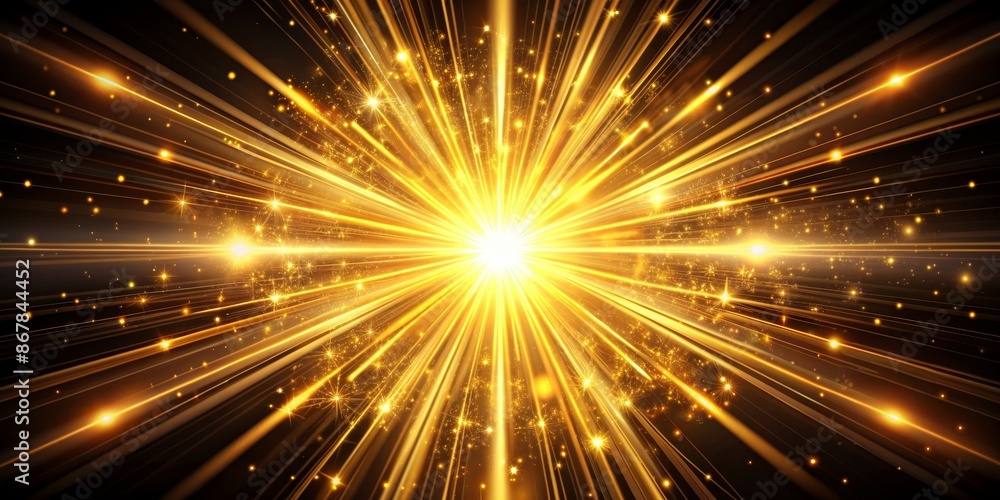 Fototapeta premium Golden Light Rays Explosion Abstract Background