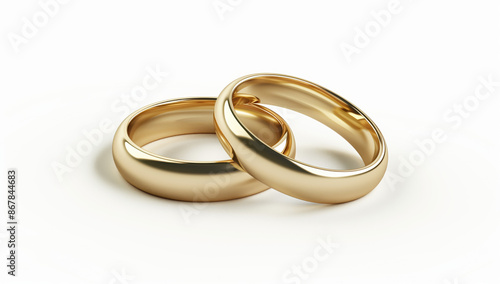 two wedding rings on a white background