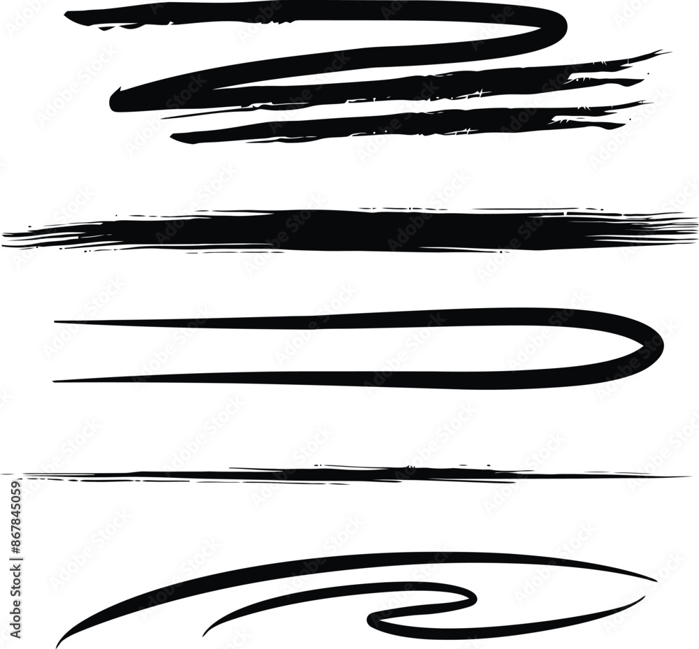 Assortment of black brush stroke lines, ideal for creative, design, or decorative projects.
Assortment of black brush stroke lines, ideal for creative, design, or decorative projects.