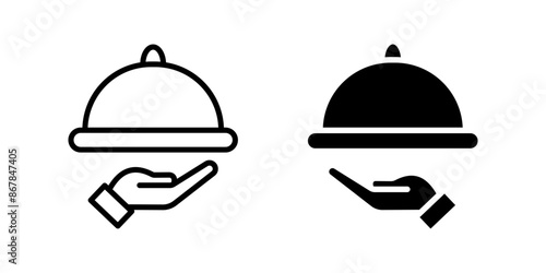 Platter icon set. restaurant sign. waiter symbol color editable