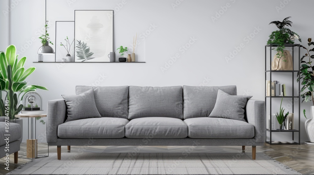 Cozy modern living room interior have sofa and decor accessories with white color wall. Cozy modern living room interior have sofa and decor accessories with white color wall.