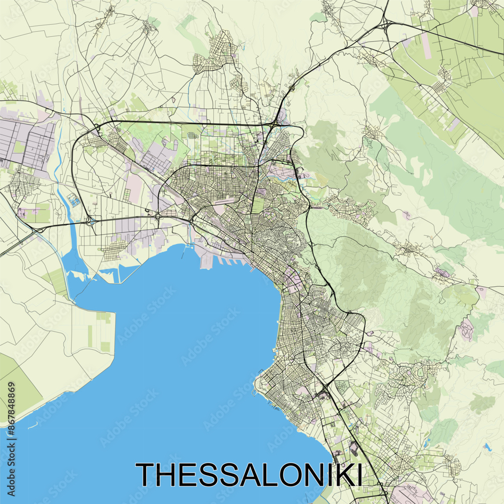 Fototapeta premium Thessaloniki, Greece map poster art