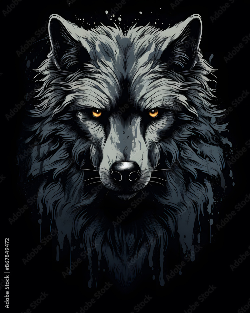 Fototapeta premium Wolf lurked in the shadows