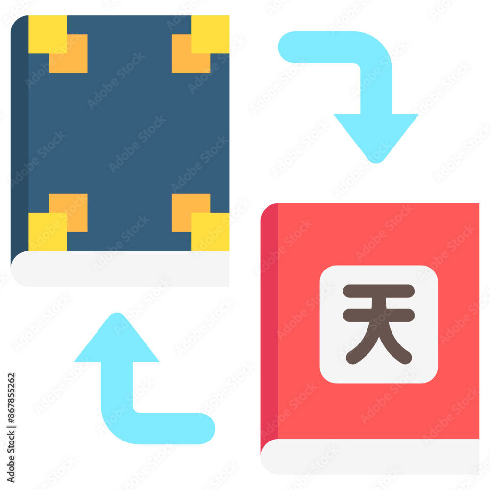 Fototapeta premium Book Exchange multi color icon. Use for international literacy day, education theme and more. modern concept, UI or UX kit, web and app development..