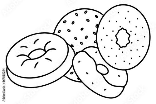 Bagels food line art displaying elegant and refined sketches