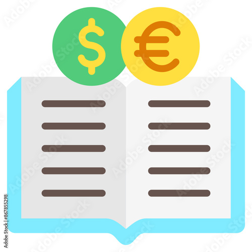 Finance multi color icon. Use for international literacy day, education theme and more. modern concept, UI or UX kit, web and app development..